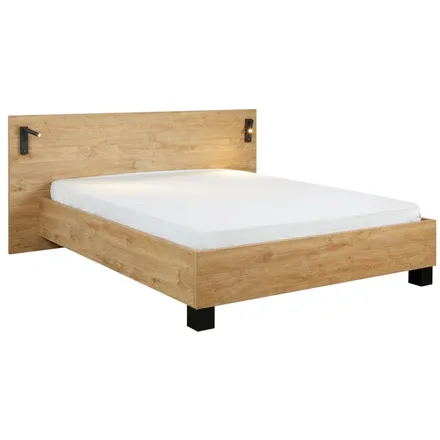 Voodi Clara+valgusti 140x200 kuldne tamm