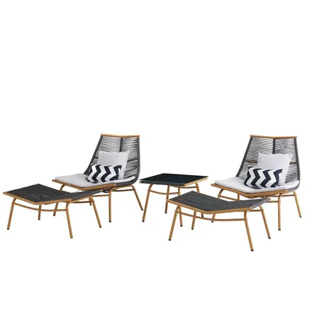 Aiamööbel Elegant laud+2 tooli+2 järi must/pruun