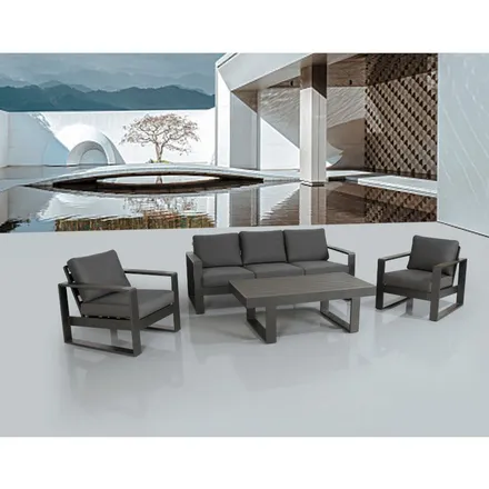Aiamööbli komplekt Alicante 2tooli+diivan+laud tumehall