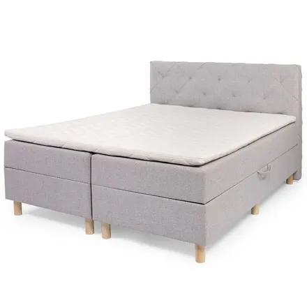 Pesukastiga kontinentaalvoodi Sborg 140x200 helehall