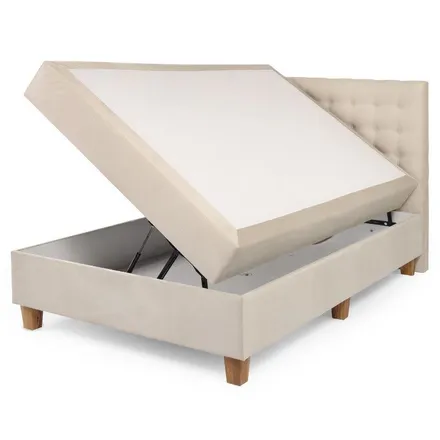 Pesukastiga kontinentaalvoodi Marika pocket 120x200 helebeež