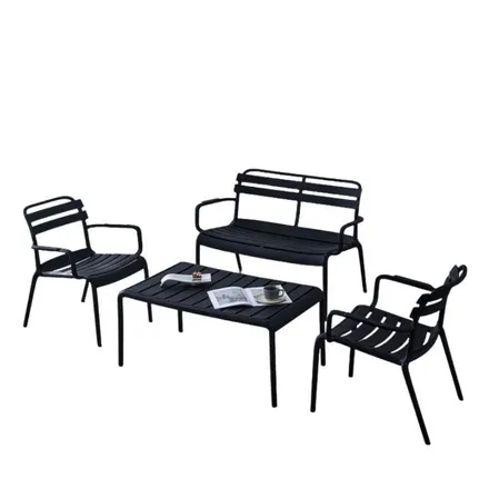 Aiamööbli komplekt Costa 2 tooli+laud+diivan must