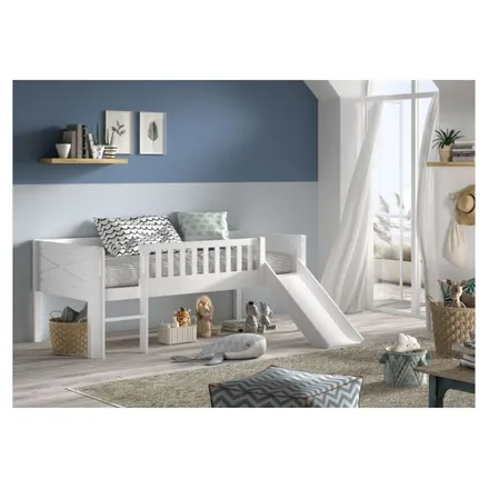 Kõrge voodi+liumägi Scott 90x200 valge