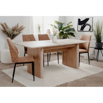 Pikendatav söögilaud Saila 90x160/200 hickory tamm/liivakivi