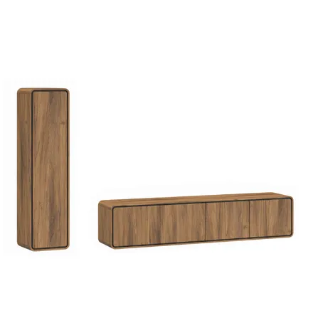 Seinariiulite komplekt Lago 1u+4u pähkel/must
