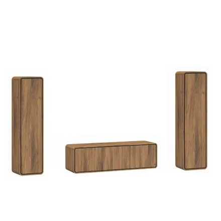 Seinariiulite komplekt Lago 1u+1u+3u pähkel/must