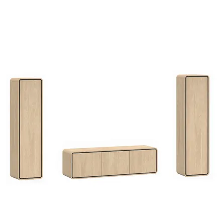 Seinariiulite komplekt Lago 1u+1u+3u liivatamm/must